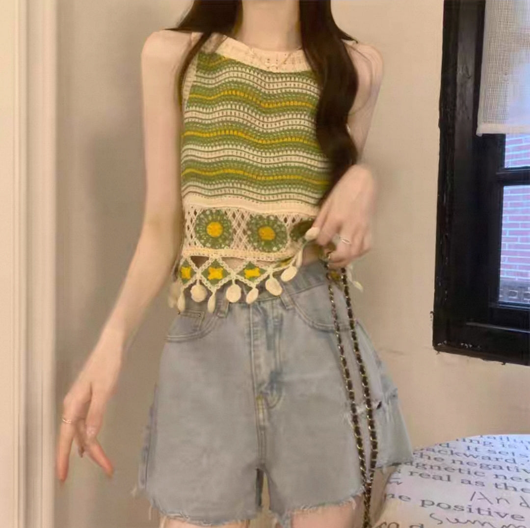 Grass Meadow Bloom light Crochet Top