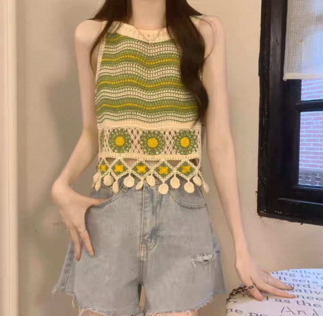 Grass Meadow Bloom light Crochet Top