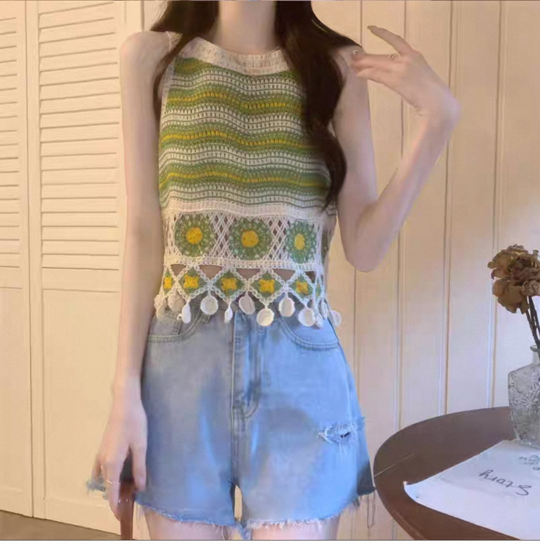Grass Meadow Bloom light Crochet Top