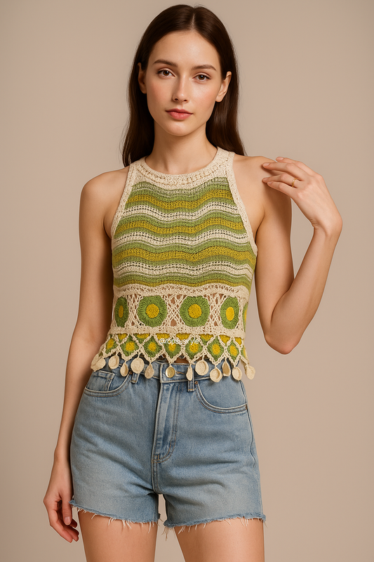 Grass Meadow Bloom light Crochet Top