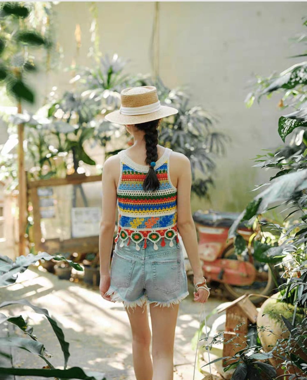 Verdant Muse Multi Colour Crochet Top