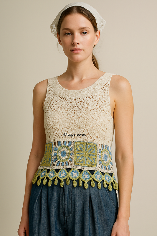 Sierra Cotton Top With Square Candle pattern