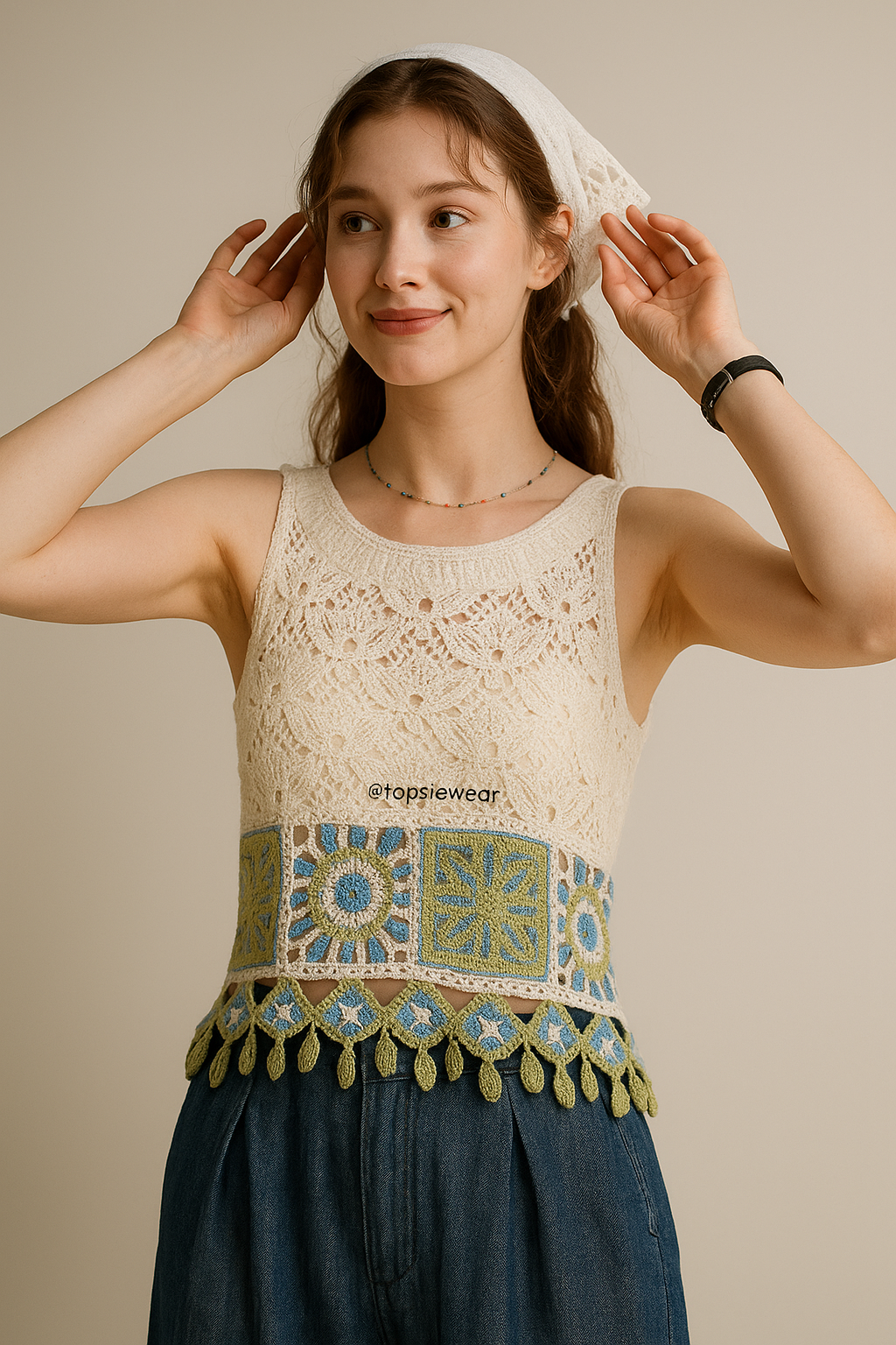 Sierra Cotton Top With Square Candle pattern